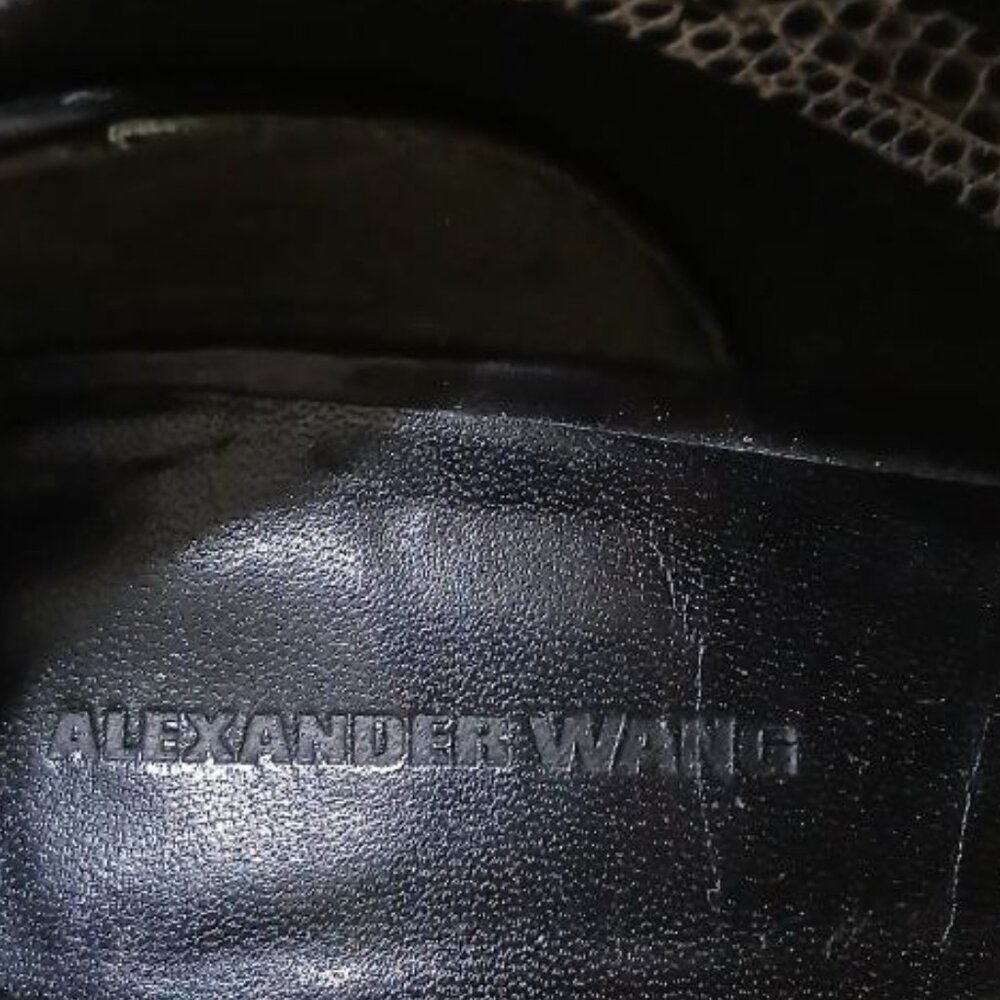 Alexander Wang Black & White Snakeskin Print Open-Toe Wedge Booties Size 36.5 - Picture 3 of 13
